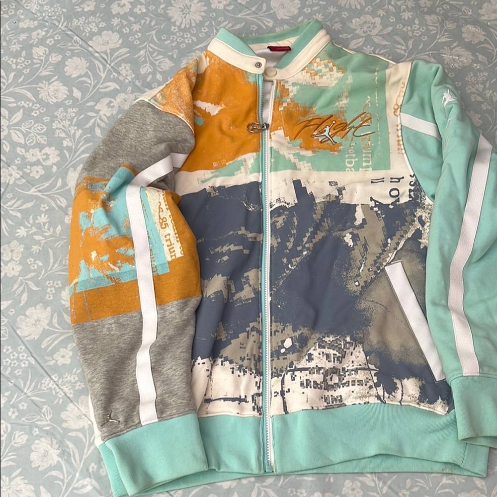Colorful Graphic Zip-Up Jacket